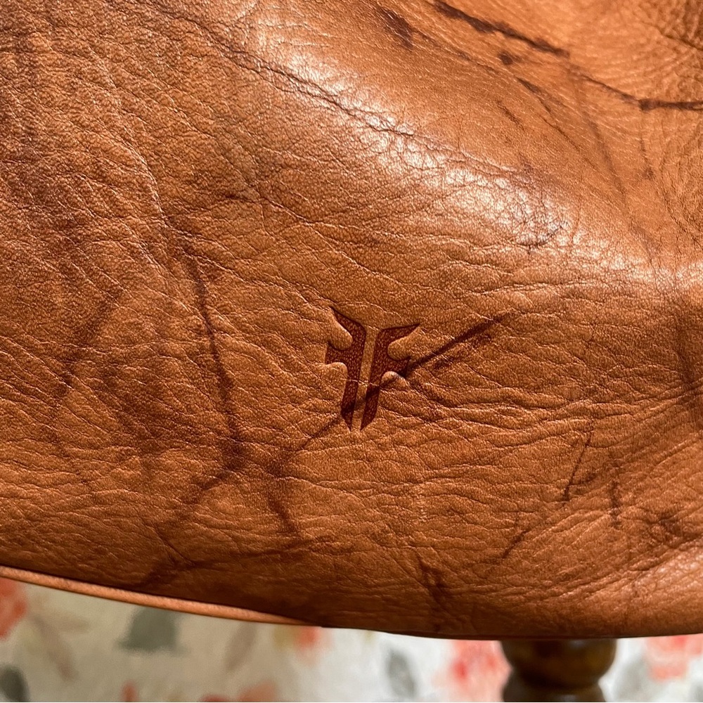 Frye Campus Rivet Hobo Leather Shoulder Bag in a Distressed Cognac Brown - Picture 11 of 14